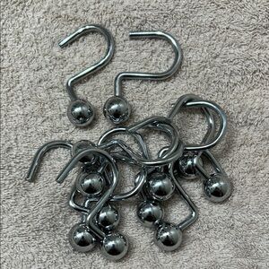12 Silver Metal Shower Curtain Hooks